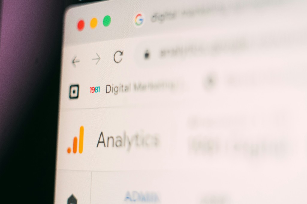 Close-up of a computer screen showing Google Analytics—data and visibility for digital optimization