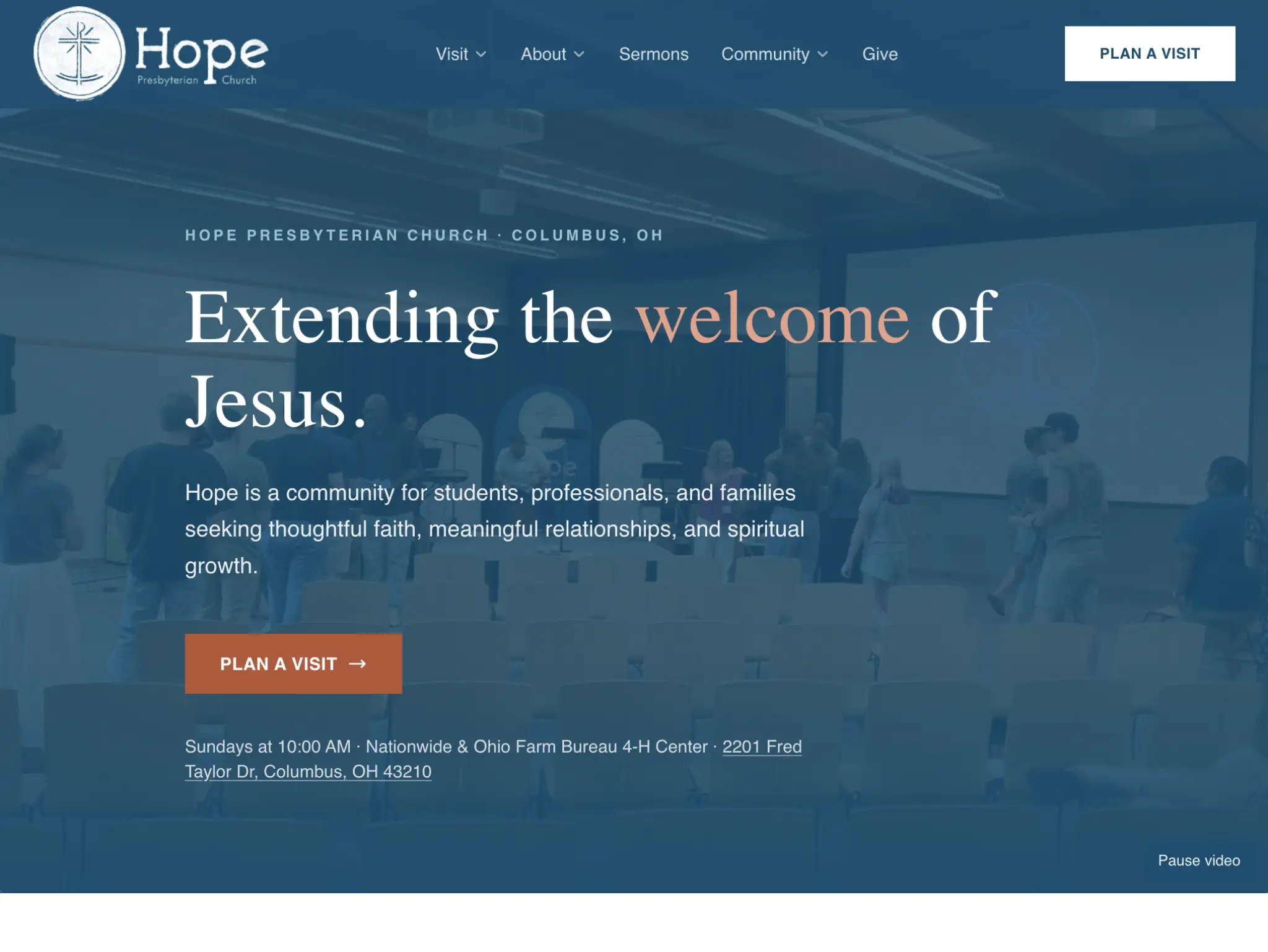 Hope Presbyterian Church website homepage